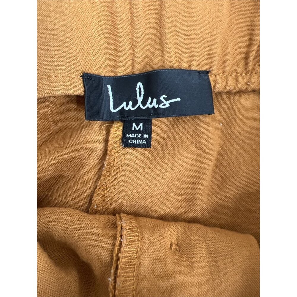 Lulus Womens High-Waisted Mustard Button-Front Shorts M - Picture 4 of 8